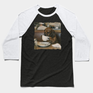 Vintage Dachshund Coffee Diner Art for Dog Lovers Baseball T-Shirt