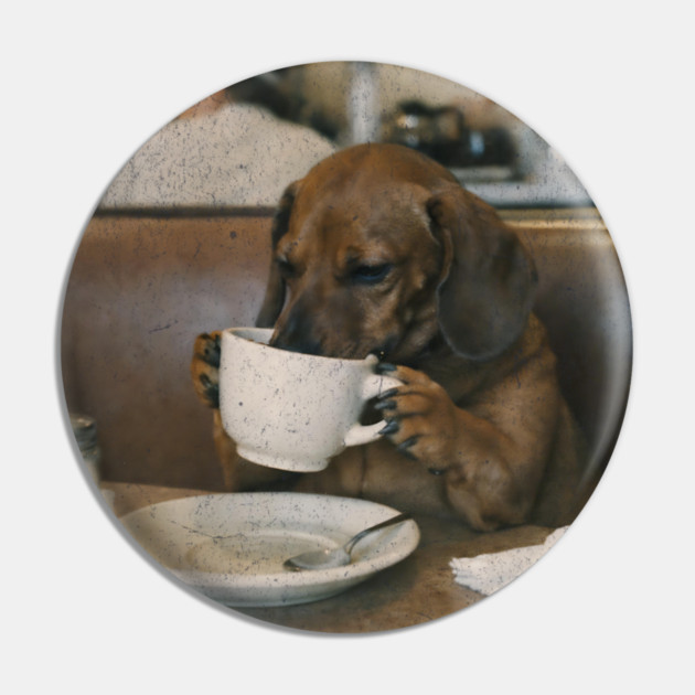 Vintage Dachshund Coffee Diner Art for Dog Lovers Pin by Yesteeyear