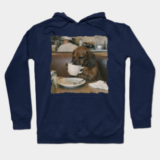 Vintage Dachshund Coffee Diner Art for Dog Lovers Hoodie