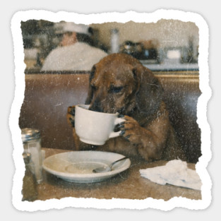 Vintage Dachshund Coffee Diner Art for Dog Lovers Sticker