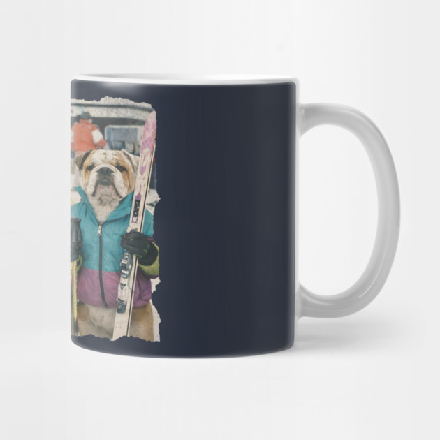 Retro Skiing Bulldogs Winter Sports Art for Dog Lovers by Yesteeyear