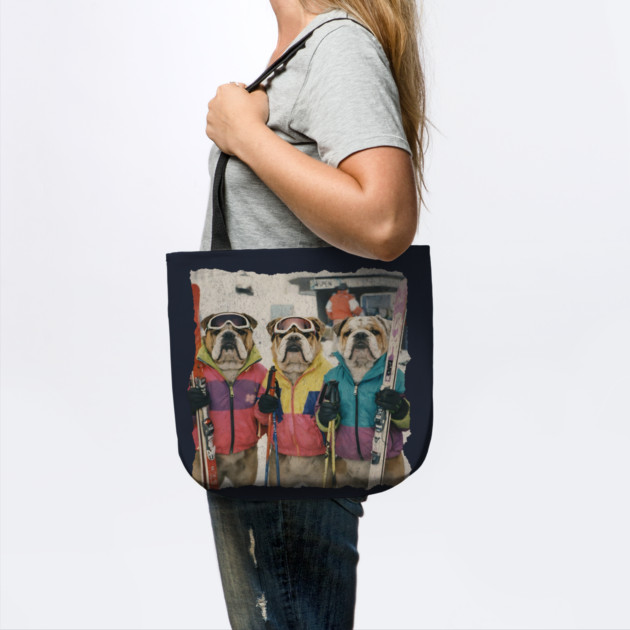 Retro Skiing Bulldogs Winter Sports Art for Dog Lovers by Yesteeyear