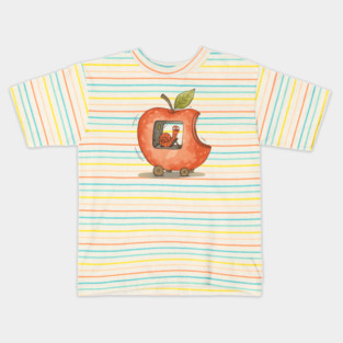 Vintage Style Lowly Worm in his apple car Kids T-Shirt
