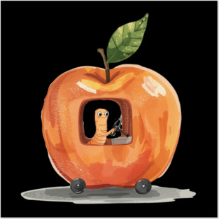 Vintage Style Lowly Worm in his apple car Posters and Art