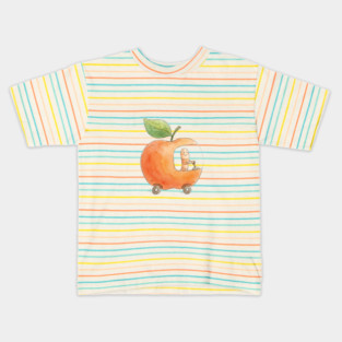 Vintage Style Lowly Worm in his apple car Kids T-Shirt