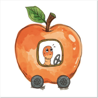 Vintage Style Lowly Worm in his apple car Posters and Art