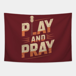 Musician Bass Guitar Player Christian Guitar Play And Pray Tapestry