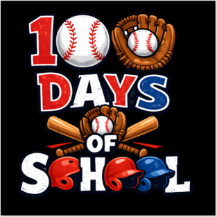 100 Days of School Baseball Theme Posters and Art