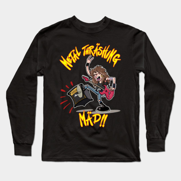Metal Thrashing Mad Long Sleeve T-Shirt by Ink Lines