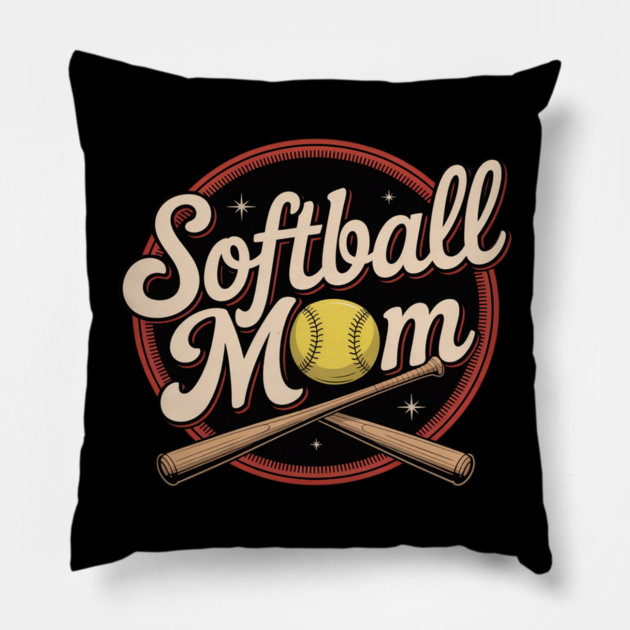 Softball Mom Sport Spirit Pillow by Ink Lines