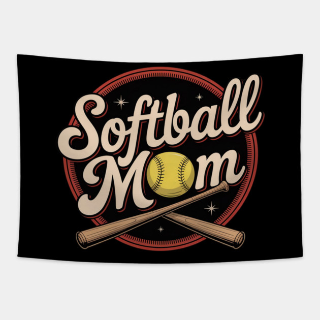 Softball Mom Sport Spirit Tapestry by Ink Lines