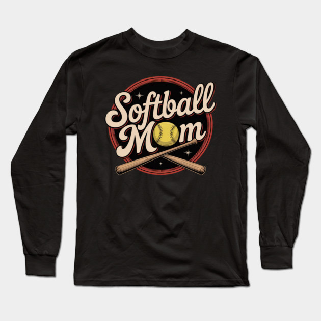Softball Mom Sport Spirit Long Sleeve T-Shirt by Ink Lines