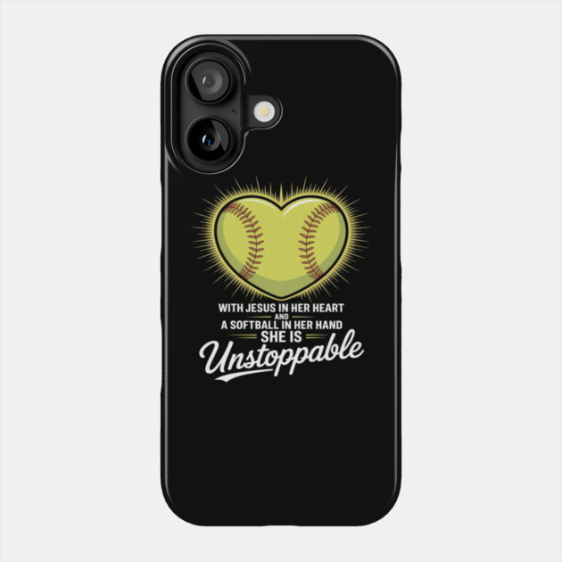 Softball Christian Faith Girl Religious Phone Case by Ink Lines