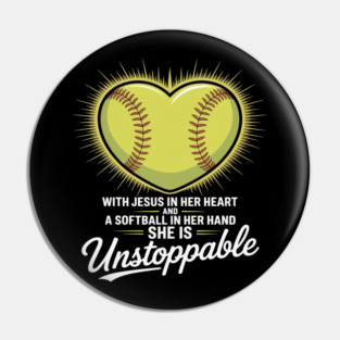 Softball Christian Faith Girl Religious Pin