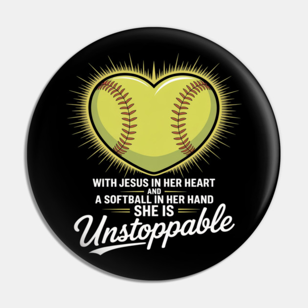 Softball Christian Faith Girl Religious Pin by Ink Lines