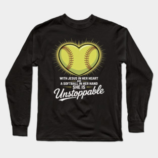 Softball Christian Faith Girl Religious Long Sleeve T-Shirt