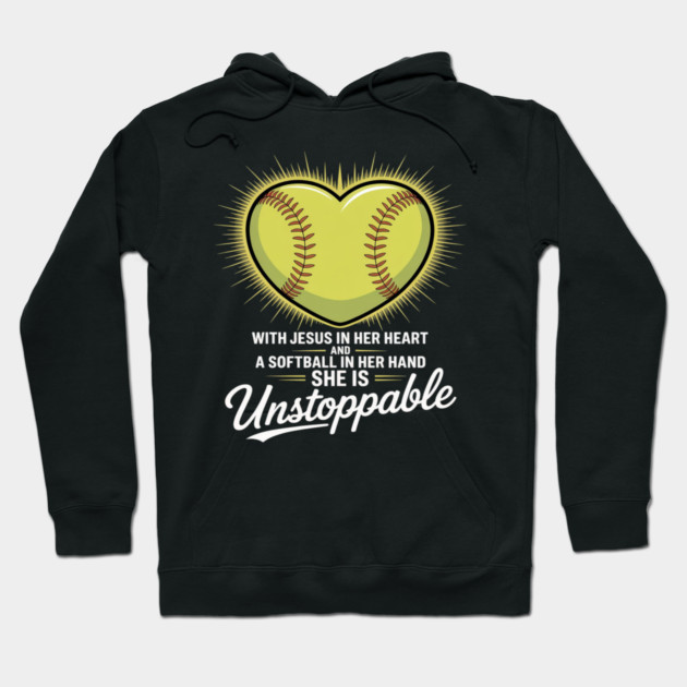 Softball Christian Faith Girl Religious Hoodie by Ink Lines