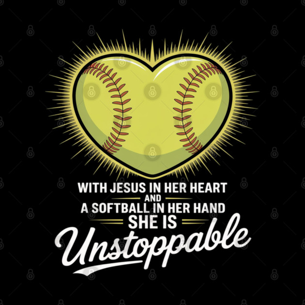 Softball Christian Faith Girl Religious by Ink Lines