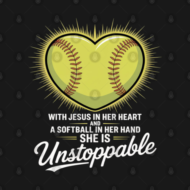 Softball Christian Faith Girl Religious by Ink Lines