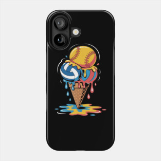 Softball Volleyball Ice Cream Drip Colorful Summer Game Day Phone Case
