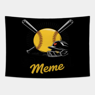 Softball meme Funny Softball Player Tapestry