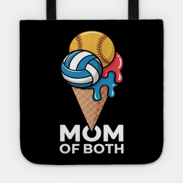 Softball Volleyball Mom Ice Cream Drip Summer Game Day Tote by Ink Lines