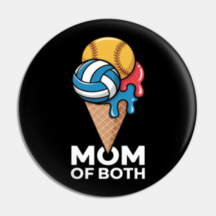 Softball Volleyball Mom Ice Cream Drip Summer Game Day Pin