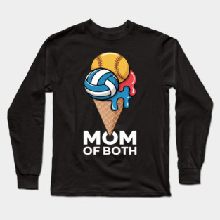 Softball Volleyball Mom Ice Cream Drip Summer Game Day Long Sleeve T-Shirt