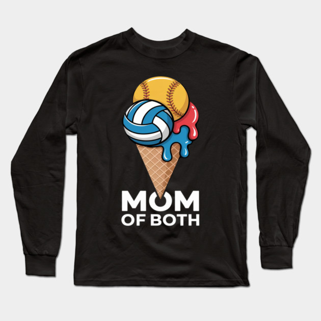 Softball Volleyball Mom Ice Cream Drip Summer Game Day Long Sleeve T-Shirt by Ink Lines