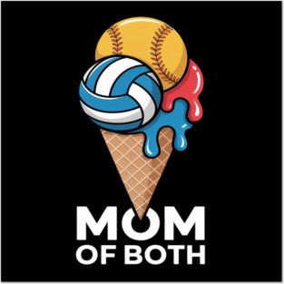 Softball Volleyball Mom Ice Cream Drip Summer Game Day Posters and Art