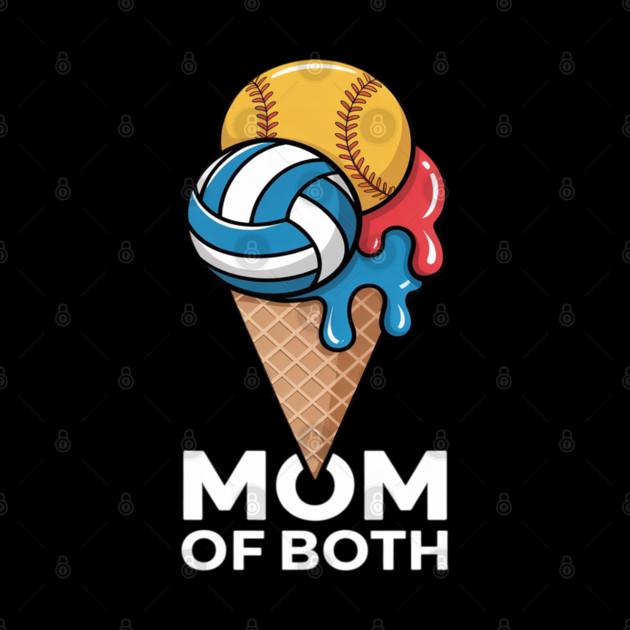 Softball Volleyball Mom Ice Cream Drip Summer Game Day by Ink Lines