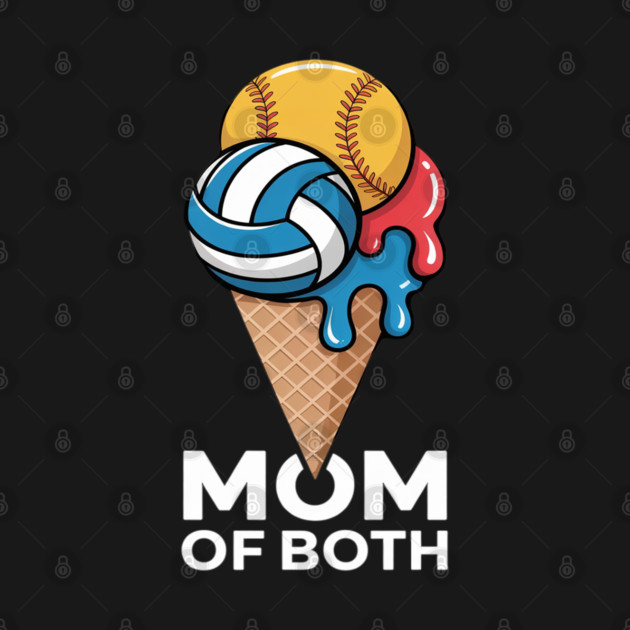 Softball Volleyball Mom Ice Cream Drip Summer Game Day by Ink Lines