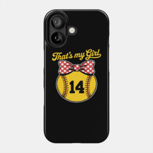 Softball Messy Bun That's My Girl #14 Mom or Dad Xmas Phone Case