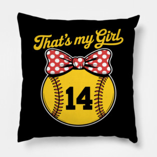 Softball Messy Bun That's My Girl #14 Mom or Dad Xmas Pillow