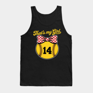 Softball Messy Bun That's My Girl #14 Mom or Dad Xmas Tank Top