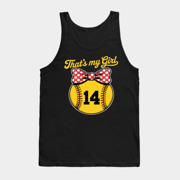 Softball Messy Bun That's My Girl #14 Mom or Dad Xmas Tank Top by Ink Lines