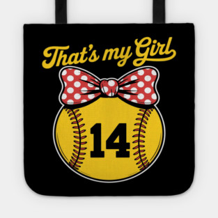 Softball Messy Bun That's My Girl #14 Mom or Dad Xmas Tote