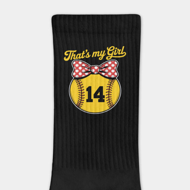 Softball Messy Bun That's My Girl #14 Mom or Dad Xmas by Ink Lines