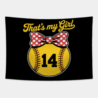 Softball Messy Bun That's My Girl #14 Mom or Dad Xmas Tapestry