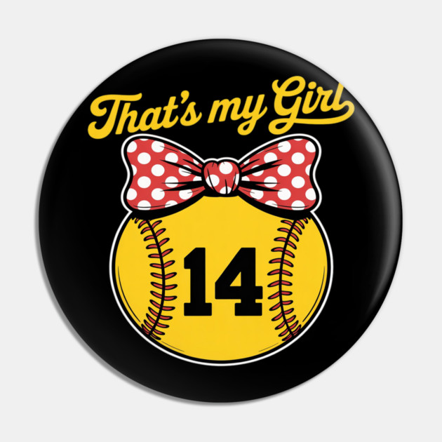 Softball Messy Bun That's My Girl #14 Mom or Dad Xmas Pin by Ink Lines