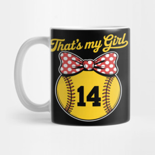 Softball Messy Bun That's My Girl #14 Mom or Dad Xmas Mug