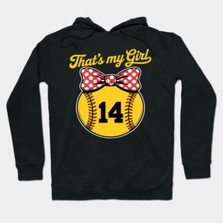 Softball Messy Bun That's My Girl #14 Mom or Dad Xmas Hoodie