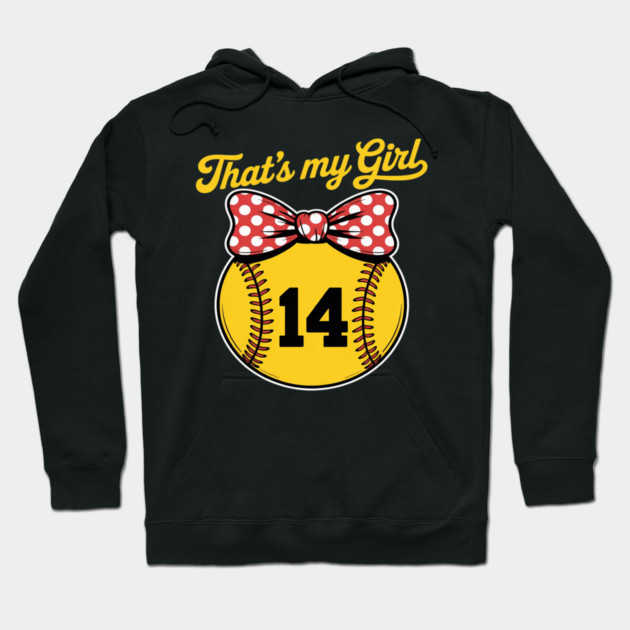 Softball Messy Bun That's My Girl #14 Mom or Dad Xmas Hoodie by Ink Lines
