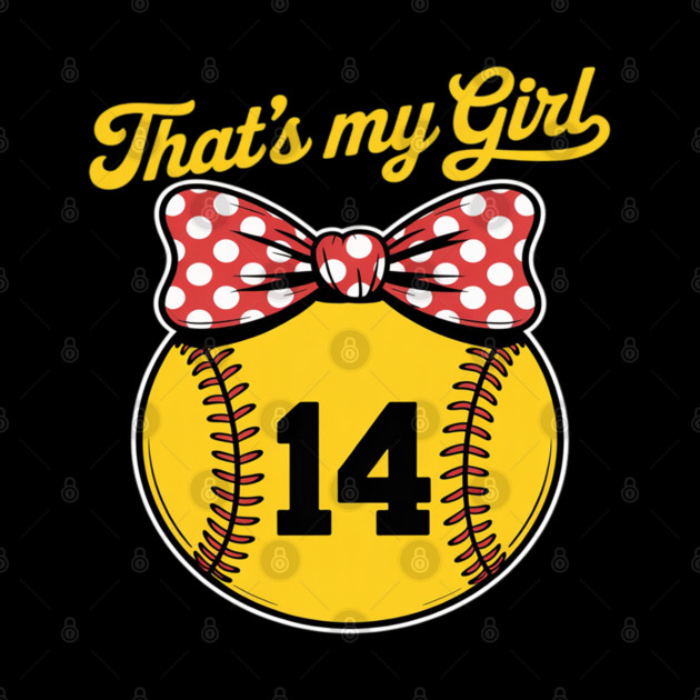 Softball Messy Bun That's My Girl #14 Mom or Dad Xmas by Ink Lines