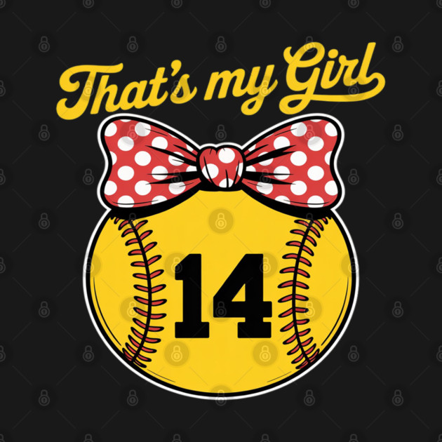 Softball Messy Bun That's My Girl #14 Mom or Dad Xmas by Ink Lines