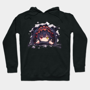 Kurumi Tokisaki Date A Live Anime Chibi Kawaii Peeking Dual Eyes Hoodie