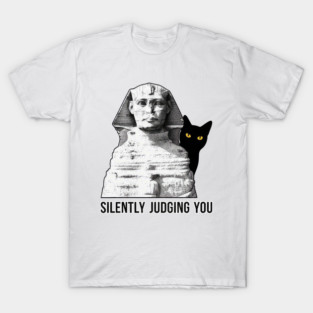 Black Cat Behind Egyptian Sphinx Silently Judging You T-Shirt