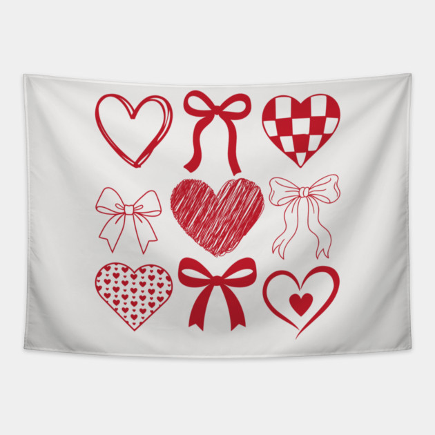 Heart and Bow Valentine's Day Tapestry by The WYLD Tribe