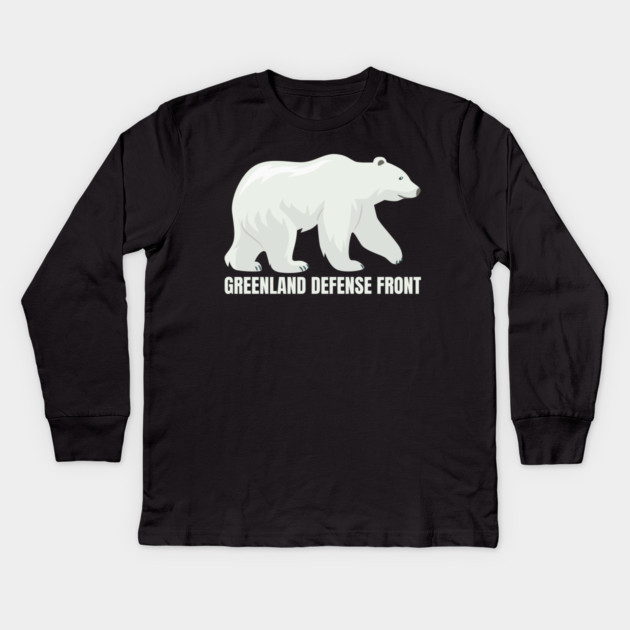 Greenland Defense Front Kids Long Sleeve T-Shirt by Creatifly Graphic Tees