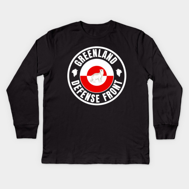 Greenland Defense Front Kids Long Sleeve T-Shirt by Creatifly Graphic Tees